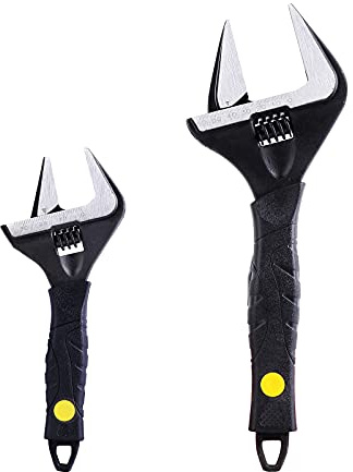 Sharp-tec Adjustable Spanner Set, Wide Jaw Opening Adjustable Wrench, Heavy-Duty Plumbing Tools for Plumbers, 6 inch/165mm and 12 inch/310mm