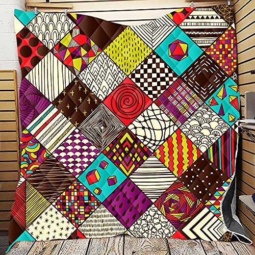 Exotique Couvre Lit Matelassée, Chickw1 Imprimé de Magnifique Mandala Doux Microfiber Couvre-lit Couverture de lit Jeté de Lit Dessus de Lit (Patchwork 1,180x200cm)