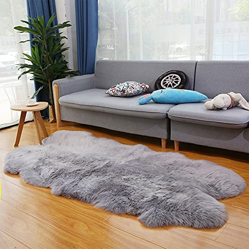 Altlue Lammfell Teppich Groß Echt Fellteppich Flauschiger Fell Teppiche Lammfell Echt Groß Für Wohnzimmer Schlafzimmer Grau