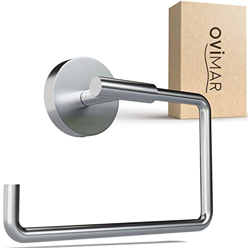 ovimar Toilettenpapierhalter Sejero zum Bohren Silber | Klorollenhalter in Edelstahl | Klorollenhalter ohne Deckel | WC Rollenhalter mit Absenkdämpfung zum Bohren | WC Papierhalter