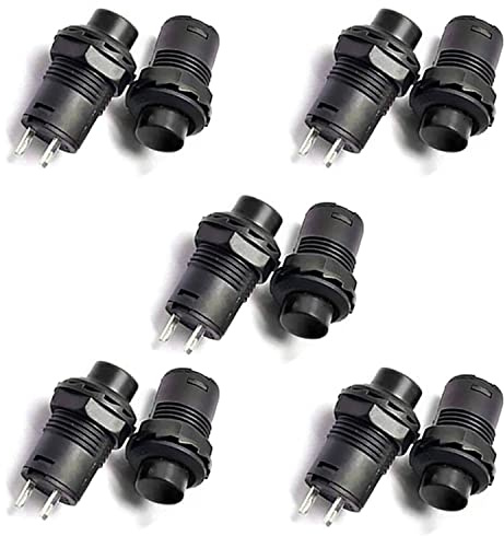 10x Drucktaster rund Taster 12mm DIY Druckschalter AC 1,5A/230V 12V NON-Momentan button Schalter | Schwarz