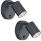 Klighten 2 Piezas Lámpara de Pared Interior, GU10 Focos Orientable, Aplique Interior con Interruptor, Aluminio Focos de Pared para Salón Dormitorio Cocina, Antracita, Bombilla no Incluida