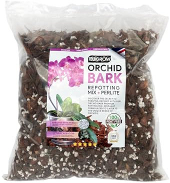 Specialized Orchid Bark Mix with Perlite - Perfect for Orchid Potting and Repotting - Enhances Drainage and Aeration (5L)