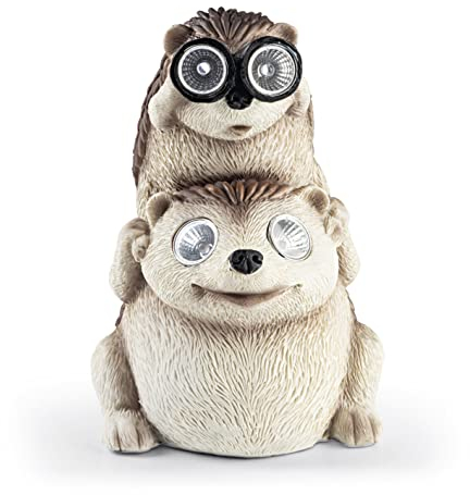 EASYmaxx Solaire-DEL hérisson avec jumelles | Sans fil avec capteur automatique de lumière | Robuste | Décoratif pour jardin, balcon, terrasse | Durée d'éclairage de 8 heures