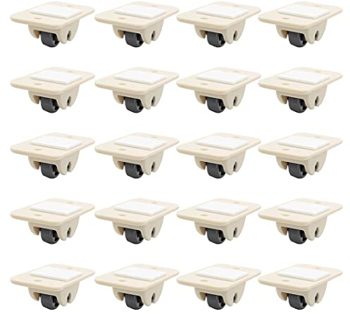 Surakey 20 Pieces Self Adhesive Wheels Mini Fixed Wheels Caster Boxes Caster Paste Plastic Sticky Carton Pulley Rollers for Box Bottom Storage Rack Furniture Trash Can Car Bin Storage