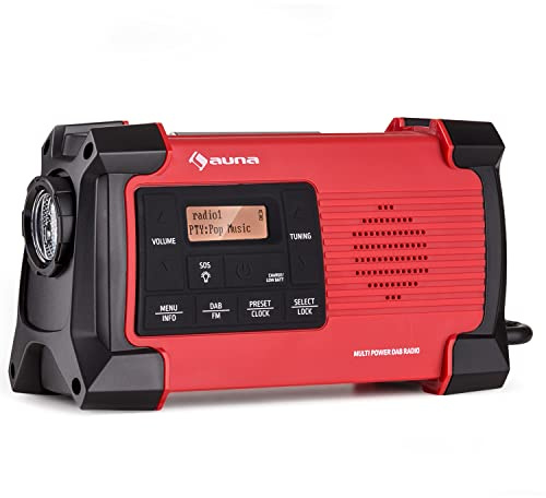 Auna Radio, Aufladbares DAB-Radio, DAB Plus mit Bluetooth, mit Batterie, Küchenradio LCD Display, Wecker, Klein, Netzstecker, USB & Streaming, 1W