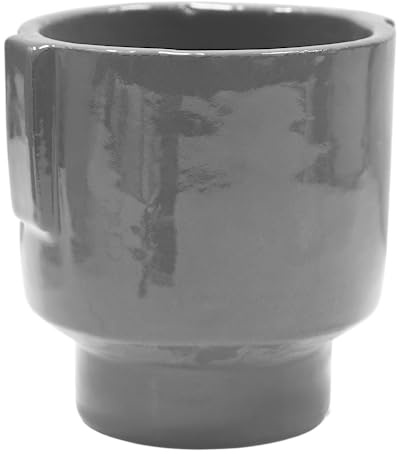 Ivyline Pflanzgefäß mit glasiertem Griff in Anthrazit – Premium-Qualität – leicht und wasserdicht – Zimmerpflanzentopf für den Innenbereich – H 20 cm x T 19 cm