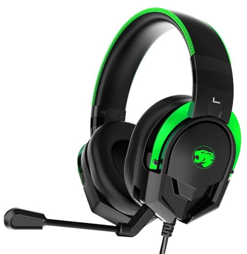 IMYB A88 Gaming-Headset mit Mikrofon, Stereo, kabelgebunden, Geräuschunterdrückung, Over-Ear-Kopfhörer mit Mikrofon für PC, PS5, Xbox One Serie X/s, PS4, Computer, Laptop, Mac, Nintendo, Gamer (grün)