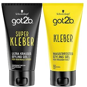 GOT2B Gel Super Kleber 1x 150 ml & got2b Kleber Haar Gel Halt 6,wasser- und schweißfestes Styling (1x150 ml)