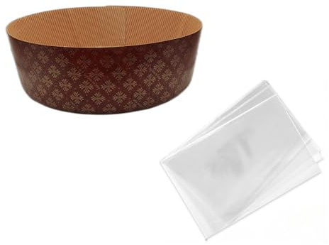 OPIROS Molde de panettone bajo para hornear en horno de levadura dulce de Navidad (pcs. 5 moldes + unidades. 5 sobres, gr. 750 cm
