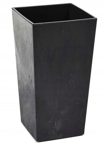 HowHomely Blumentopf Schwarz 68 x 35 x 35 cm Pflanzkübel Groß Außen - Blumenkübel mit Pflanzkübel Einsatz - Pflanzkübel Rechteckig Betonoptik für Wohnzimmer oder Garten