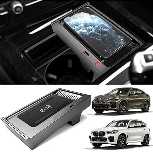 NAMEAL Wireless Car Charger for X5 F15 2014-2018 for X6 F16 F86 2015-2019 Centre Console Accessory mobile phone charger,15W Qi 3 Coils Quick Charging board for All QI smartphones All QI smartphones
