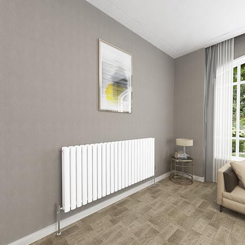 Sky bathroom | 600x1416mm - Modern White Horizontal Double Panel Oval Column Radiator Central Heating Designer Radiator
