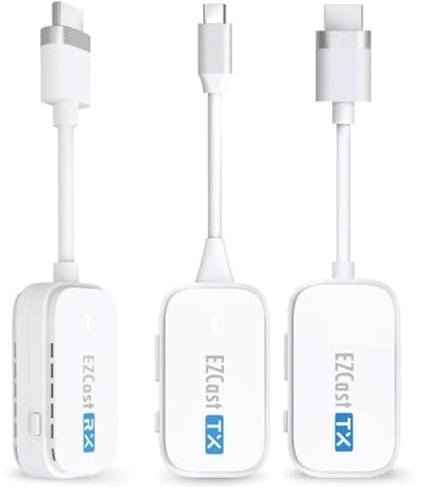 EZCast Wireless HDMI Transmitter & Receiver Kit - Two Transmitters (Type-C & HDMI) and Receiver - Ultra-Low Latency, Plug & Play for Laptop/PC to TV/Projector
