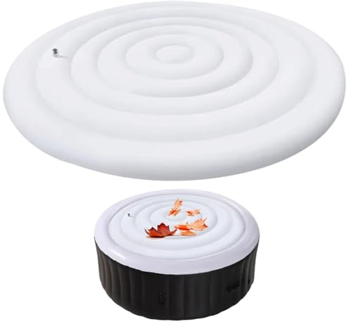 EHOTER Housse pour Jacuzzi Gonflable, Housse De Protection avec Poignées, Couvercle De Bain à Remous Gonflable, Coupe-Vent Et Imperméable pour Spa Bain à Remous (145cm,Rond)