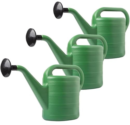 LIVINJA Gießkanne 5L, 3er Pack – Abnehmbare Düse, Klassisch Grün, UV-Beständig, Komfortable Bewässerung, Leicht & Langlebig für Garten und Haushal