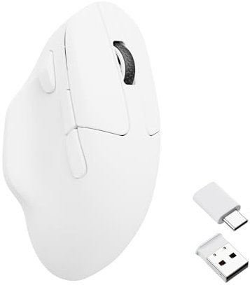 Keychron M7 Ratón Óptico Inalámbrico para Juegos, Tri-Modo 2,4 GHz/Bluetooth 5.1/Con Cable, Sensor PixArt 3395, 26000 DPI, Botón Macro Programable Ligero Ergonómico de 63g para Windows PC/Mac - Blanco