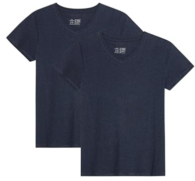 DANISH ENDURANCE Maglietta in Cotone Biologico, T-Shirt a Mezze Maniche, Morbida, Premium, da Donna, 2 Paia Blu Notte L