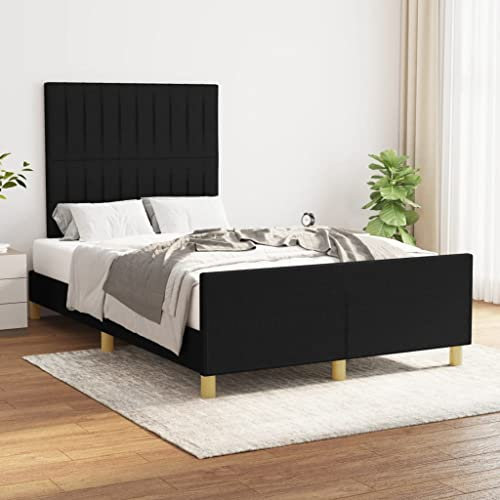 Buzaza Bettgestell mit Kopfteil Bettgestell Bettrahmen Bed Frame Bettgestell Mit Kopfteil Bett Schwarz 120x200 cm Stoff