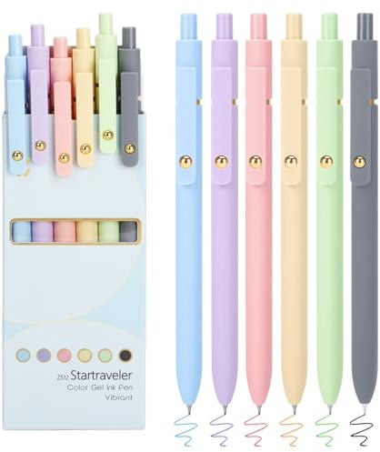 FIOVER Farbstifte, 6 Stück, bunte Gelstifte, mittlere Spitze 0,7 mm, glattes Schreiben, mehrfarbig für Tagebuch, Zeichnen, Kritzeln und Notizen (In verschiedenen Farben erhältlich)