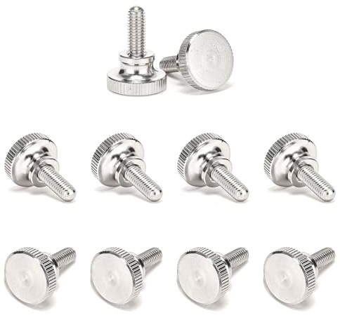 Leliafleury M4*10 Knurled Thumb Screws 10Pcs Stainless Steel Hand Grip Knob Threaded Thumb Screws for Machine Tool