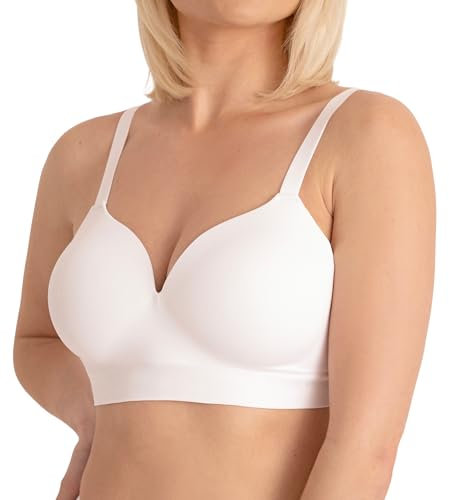 Conturve Bras for Women - Bralettes for Women with Support - Ultimate Comfort Wireless Support Bra White - L