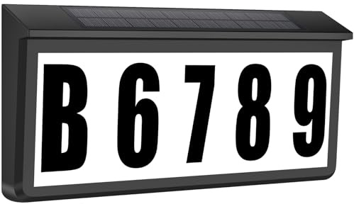 NBZlHOR Solar-Powered LED Address Sign, IP65 Waterproof House Numbers with Dual Colors (3000K/6000K) for Door Mailbox Wall, Includes Mounting Kit