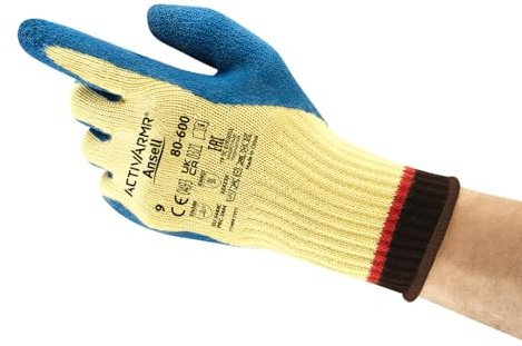 Ansell ActivArmr 80-600VP Sicherheitsarbeitshandschuhe Mechanischer Schutz, Größe 9 (L), Gelb (1 Paar)