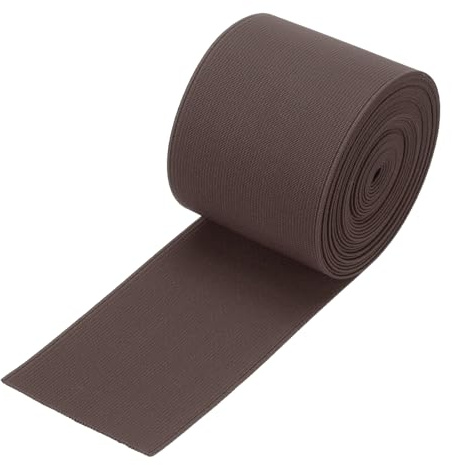 sourcing map Bandes élastiques pour couture - 7 cm - 4,6 m - Marron foncé - Haute élasticité - Pour perruques, ceintures, pantalons