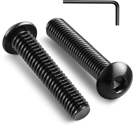 20 viti a testa bombata M5 x 30 mm, esagonali a testa semicircolare in acciaio inox A2, colore nero, con chiusura a esagono incassato