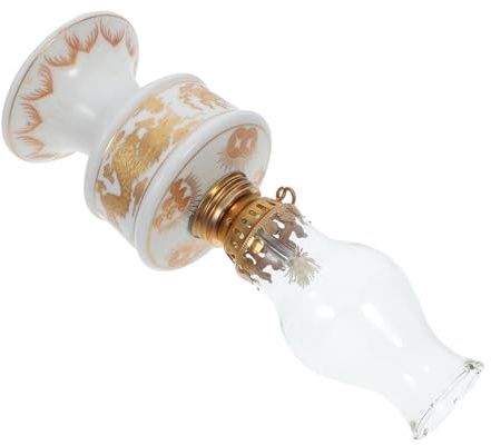 Vaguelly Klassische Kerosinlampe im Vintage Stil mit Weißem Keramik und Glasmaterial Retro Öllampe mit Drachen Design für Helle Beleuchtung bei Einweihungsfeiern