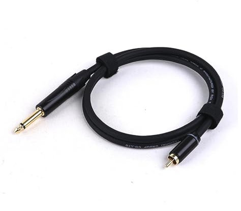 ROBAUN Câble adaptateur audio RCA vers stéréo/mono 6,35 mm (0,2 à 15 m), TS/TRS vers RCA mâle vers mâle (1/4 po), for microphone, mixeur, carte son(Black-TS,5M)