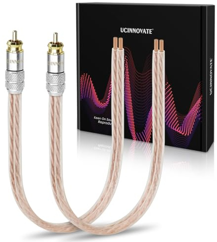 UCINNOVATE Gold-Plated RCA to Speaker Wire Adapter, RCA to Bare Wire Cable 30cm - Dual 2 Pack 13AWG Plug to Speaker Audio Cable for Subwoofers, Amps & Home Theater, Amp