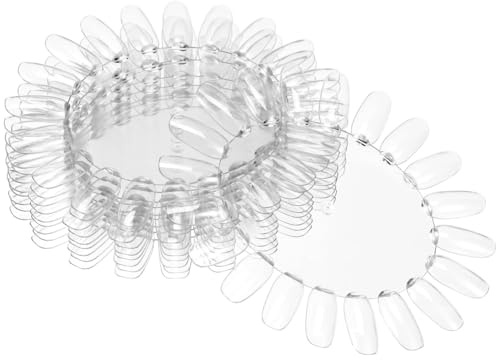 HAPINARY Nuancier De Vernis à Ongles Transparent Rond, 10 Pièces, 20 Motifs, Pour Salons De Manucure Et Pédicure, Plastique 13x11 Cm