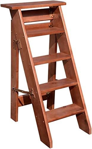 Portable Wooden Folding Step Stool Thickened 4/5/6 Step Ladder Compact Design for Easy Storage Ideal for Indoor Use Attic Access One Sided Chair Mobile Step Stool.