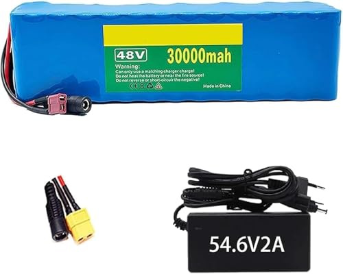 48 V 30 Ah E-Bike-Akku Für 1000 W 750 W 500 W E-Bike-Scooter-Motor, E-Bike-Li-Ionen-Akku, E-Bike-Akkupack Mit 54,6 V 2 A Ladegerät XT60