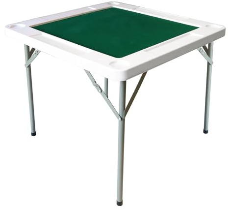 SUBLXPoten Mahjong-Tisch klappbar Kunststofftisch 4-Spieler Mahjong-Spiel for drinnen und draußen, tragbarer, klappbarer Spieltisch mit Tasse