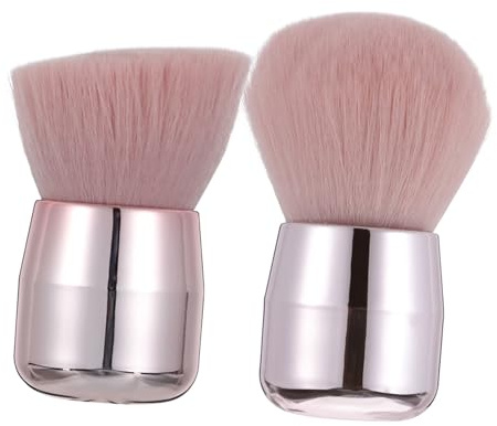 Mobestech Mushroom Shape Makeup Brush Loose Powder Foundation Brush 2Pcs Retractable Design for Even Precise Application Easy to Hold Portable Travel Cosmetic Bag