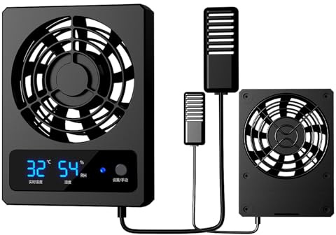 Reptilfläkt: smart ventilation, digital LED-display, smart kontrollmodul för luftfuktighet och temperatur, luftflödesreglerande