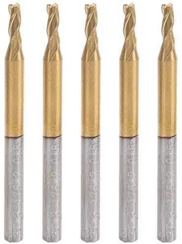 3 - Brocas de fresa de extremo plano de flauta 5PCS | Brocas para enrutador CNC chapadas en metal de acero de tungsteno, vástago de 3,175 mm | Fresa de extremo para