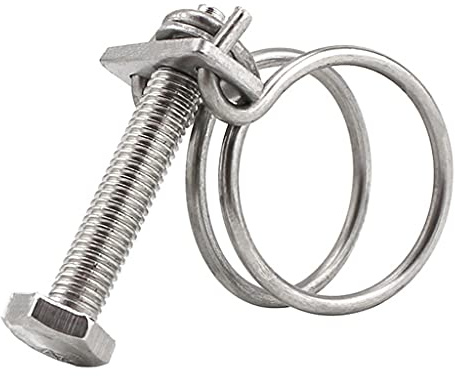 Slangklämma i rostfritt stål， 304 Rostfritt Stål Dubbel Ståltrådsklämma Slangklämma Justerbara Rörklämmor, for Vattenslangklämma VVS Fästelement(Dia29 2mm(6pcs))