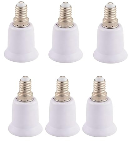 E14 auf E27 Adapter Konverter, 120°C Hochtemperaturbeständiger Lampenfassung E14 zu E27 Lampensockel Adapter,aus feuerhemmendem PBT-Material, Weiß, Kompatibel mit LED