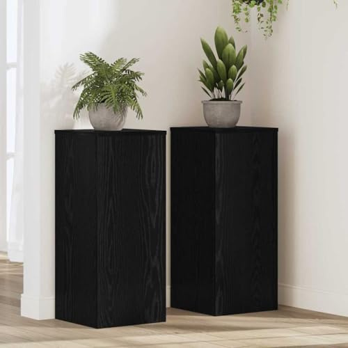 Frdhee Supporto per piante, 2 pezzi, in rovere nero, 30 x 30 x 70 cm, per vasi di diverse dimensioni