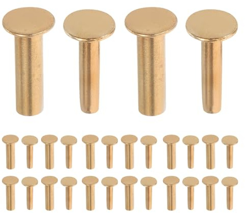FONDOTIN 14 Paires de Rivets en Cuivre 14 MM pour Manches de Couteaux – Fixations Métalliques pour Ustensiles Cuisine – Goupilles de Réparation pour Poignées en Bois – Fournitures pour