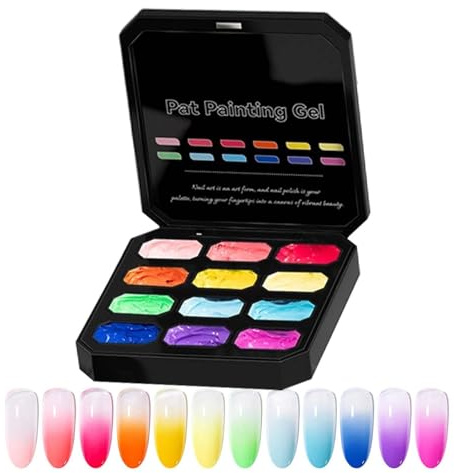Pintauñas en Gel | Bálsamo De Neón Arte DIY Sin Lavado | Paleta 12 Colores Gel Uñas Con Degradado Para Pintar | Para Mujer Adolescente Novia Mamá Principiante Salón Hogar Viaje