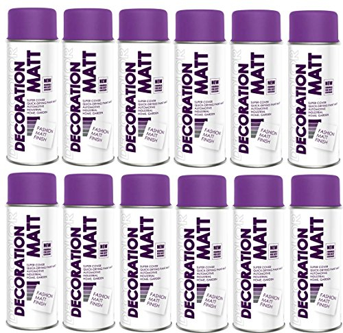 Deco Color 12er Sparpack DC Lackspray matt 400ml nach RAL freie Farbauswahl (12 Dosen in violett MATT RAL 4005)