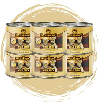 Wolfsblut Wild Duck Puppy 6x200g - Hundefutter/Nassfutter - für Allergiker geeignet, getreidefrei & voller Vitalstoffe - mit 100% Ente - ohne künstliche Zusätze & hoher Fleischanteil