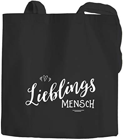 MoonWorks Jutebeutel Geschenkbeutel Geschenktasche Lieblingsmensch Freundschaft Partner Freundin Baumwolltasche schwarz 2 lange Henkel