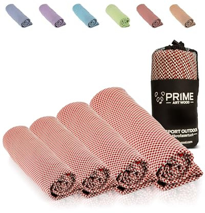 PRIME ART WOOD® Bamboo Travel Towel - Ultralight, Quick Drying, Sustainable, Antibacterial - Microfibre Towel in in Grey, Blue, Green, Red, Purple - Comparison Winner 2018, red, L - 160 x 80 cm