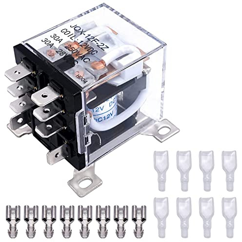 Taiss/Spule 8 Pin 30A DPDT 2NO 2NC Elektromagnetisches Relais Allzweck-Leistungsrelais für Fernbedienung, automatisches Steuersystem + Kabelklemme JQX-12F 2Z DC12V
